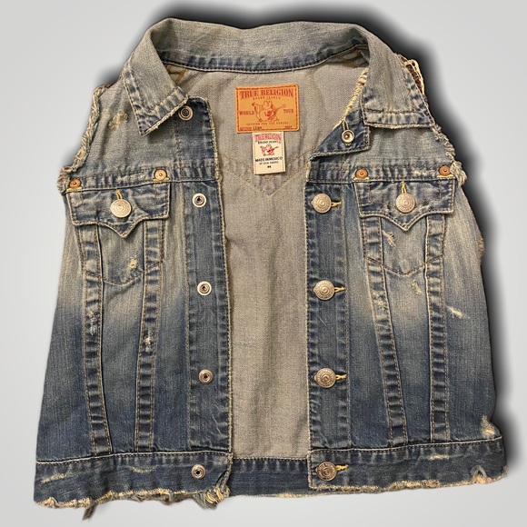True Religion Jackets & Blazers - True Religion Leah Distressed Denim Vest